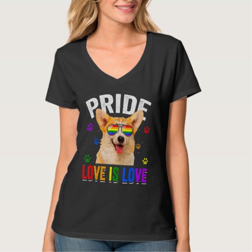 Corgi Gay Pride Lgbt Rainbow Flag Dog T_Shirt
