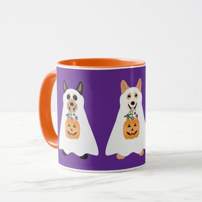 Corgi Ghost Dogs Halloween Mug (Front Left)
