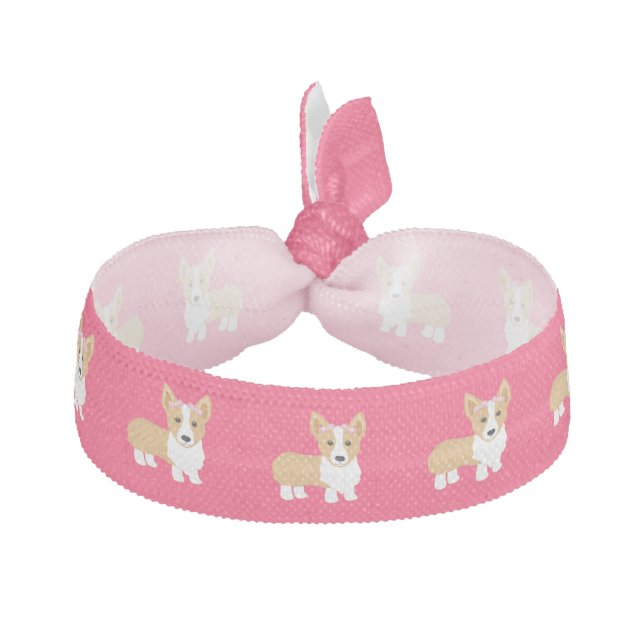 Corgi Girl Dog Pink Hair Tie (Front)