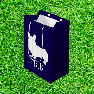 Corgi Golf Blue Navy Medium Gift Bag