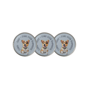 'Corgi + Golf = Fore-ever Happiness' Misty Blue Ball Marker