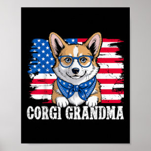 Corgi Grandma Usa Patriotic Dog Lover 4th Of July Poster