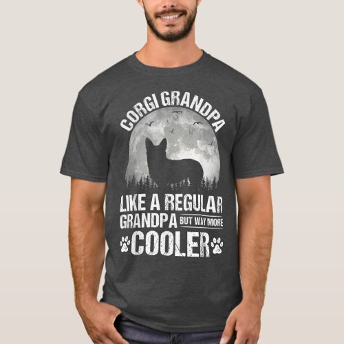 Corgi Grandpa Funny Moon Vintage Dog Fathers Day  T_Shirt