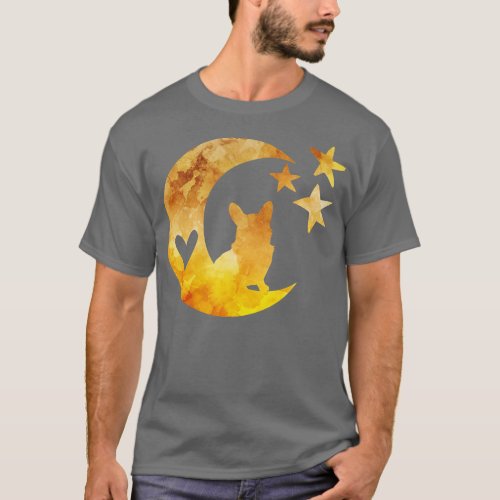 Corgi Half Moon And Stars Art T_Shirt