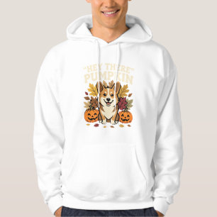 Corgi Halloween Hey There Pumpkin Design Hoodie