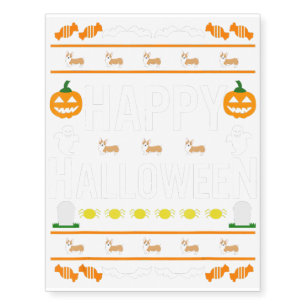 Corgi Halloween Lazy Ugly Costume Dog Temporary Tattoos