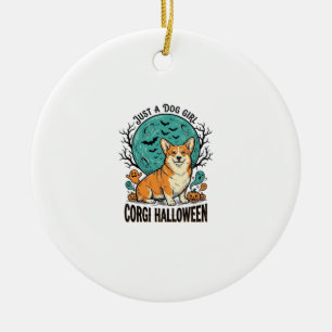Corgi Halloween Shirt for Dog Loving Girls_1 Ceramic Ornament