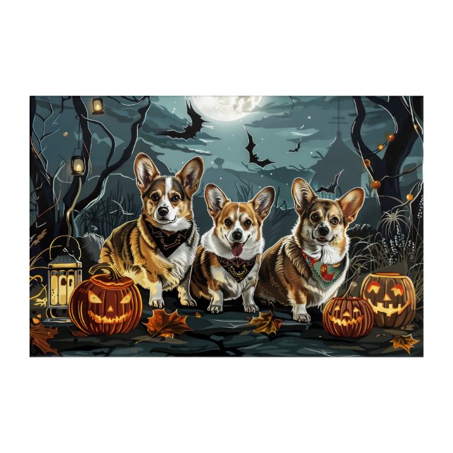Corgi Halloween Spooky Acrylic Print (Front)