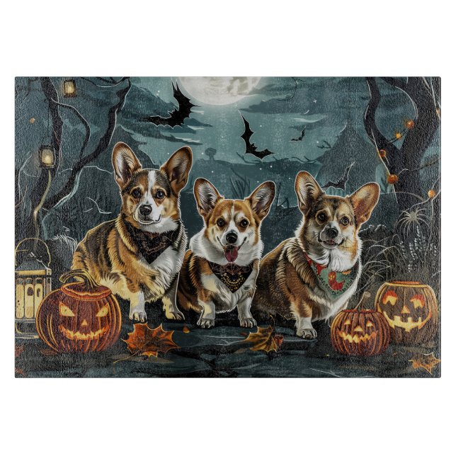 Corgi Halloween Spooky Cutting Board (Front)