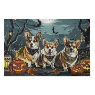 Corgi Halloween Spooky Faux Canvas Print