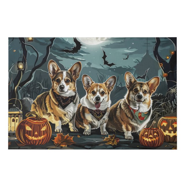 Corgi Halloween Spooky Faux Canvas Print (Front)