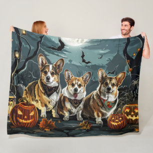 Corgi Halloween Spooky Fleece Blanket