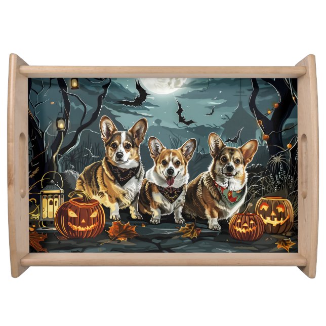 Corgi Halloween Spooky Serving Tray (Front)