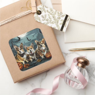 Corgi Halloween Spooky Square Sticker