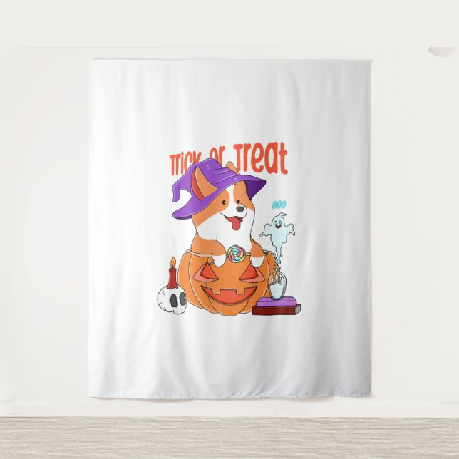 Corgi Halloween Tapestry (Front)