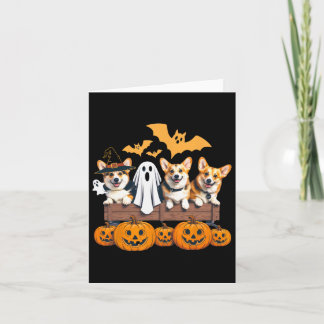 Corgi Halloween Trio Funny Spooky Dog Lover Outfit Card