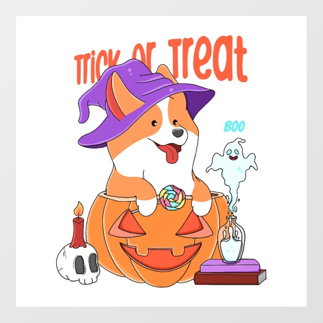 Corgi Halloween Wall Decal (Front)