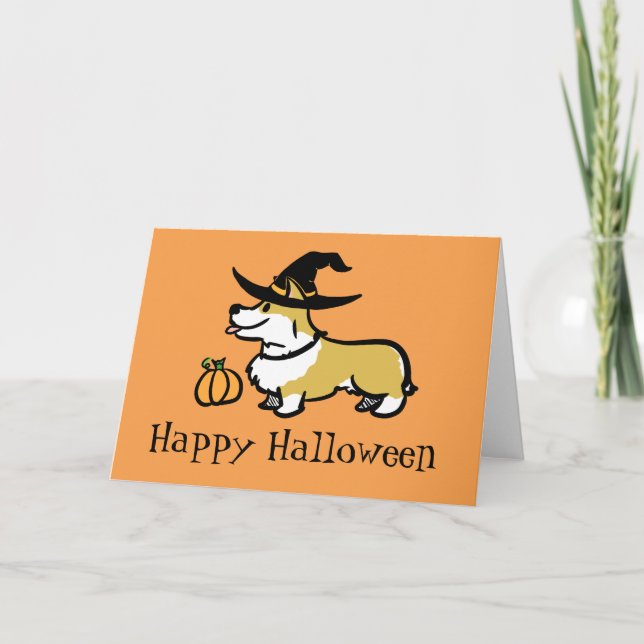 Corgi Halloween- Witch Card (Front)