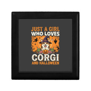 Corgi Halloween Witch Girl Vintage Horror Gift Box
