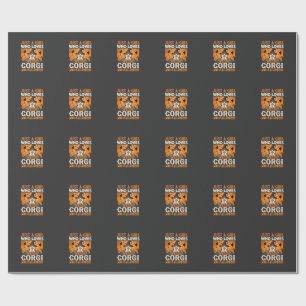Corgi Halloween Witch Girl Vintage Horror Wrapping Paper