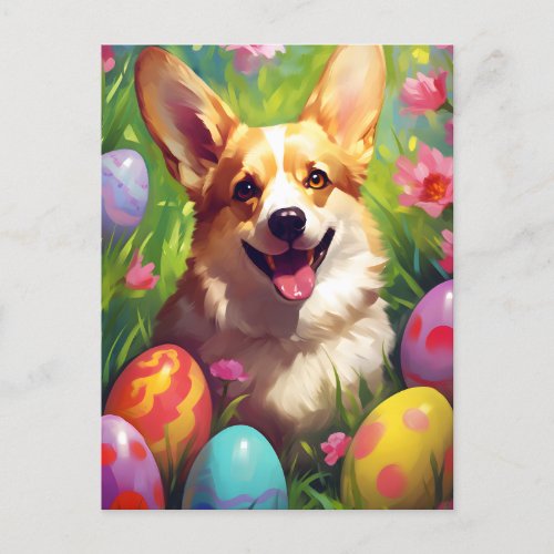 Corgi Happy Easter Postcard