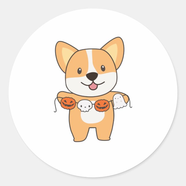 Corgi Happy Halloween Dog Costume Classic Round Sticker (Front)