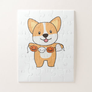 Corgi Happy Halloween Dog Costume Jigsaw Puzzle