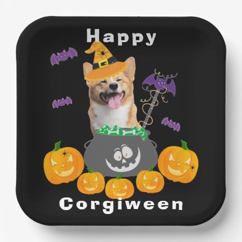 Corgi Happy Halloween Paper Plates