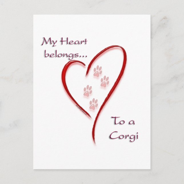 Corgi Heart Belongs Postcard (Front)