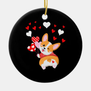 Corgi Heart ,Guess What Corgi Butt Ceramic Ornament