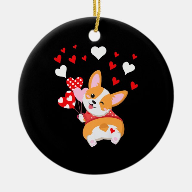 Corgi Heart ,Guess What Corgi Butt Ceramic Ornament (Front)