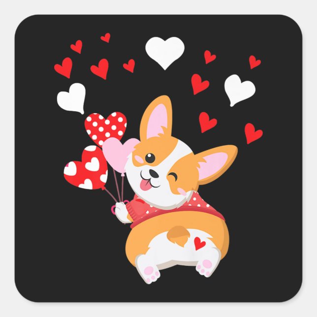Corgi Heart ,Guess What Corgi Butt Square Sticker (Front)