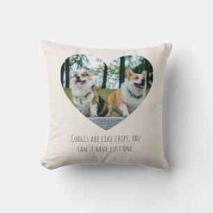 Corgi Heart Photo Template Warm Taupe Humor Gift Throw Pillow