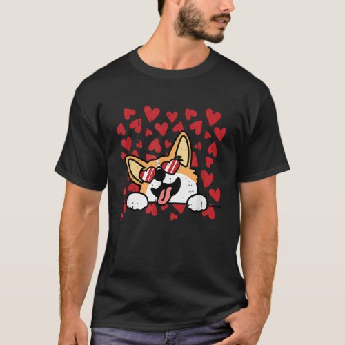 Corgi Heart Sunglasses Valentines Day Cute Dog Pup T_Shirt