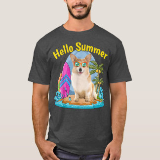 Corgi Hello Summer Dog Lover Vacation 2022  T-Shirt