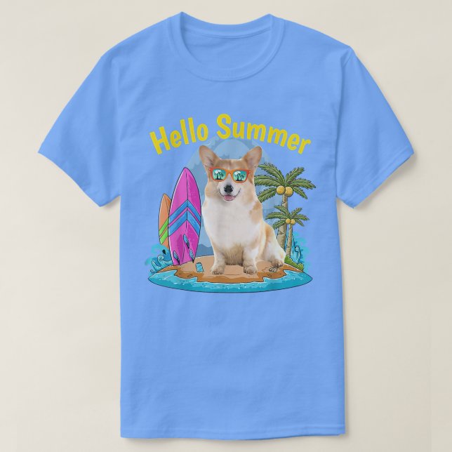 Corgi Hello Summer Dog Lover Vacation 2022  T-Shirt (Design Front)