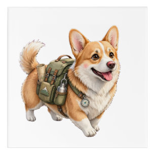 Corgi Hiking Adventure Watercolor Acrylic Art