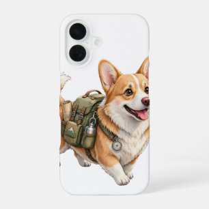 Corgi Hiking Adventure Watercolor iPhone 16 Case