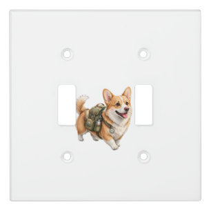 Corgi Hiking Adventure Watercolor Light Switch Cover