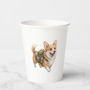 Corgi Hiking Adventure Watercolor Paper Cup