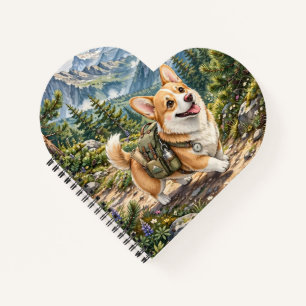 Corgi Hiking in Mountains Watercolor Spiral  Notebook
