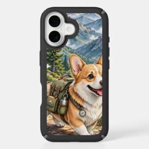 Corgi Hiking n Mountains Watercolor iPhone 16 case