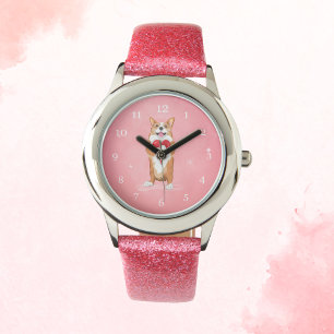 Corgi Holding A Heart Watch