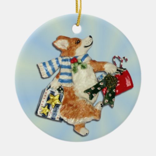 Corgi Holiday Shopper Ornament
