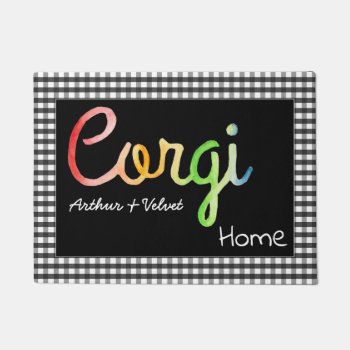 Corgi Home Personalized Doormat by PandaCatGallery at Zazzle