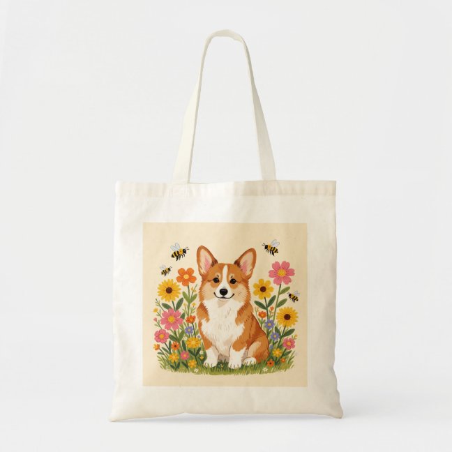 Corgi Honey Bee Garden Tote Bag