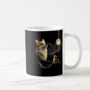 Corgi howling to the moon vintage 90s funny dog coffee mug