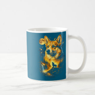Corgi howling to the moon vintage 90s funny dog coffee mug