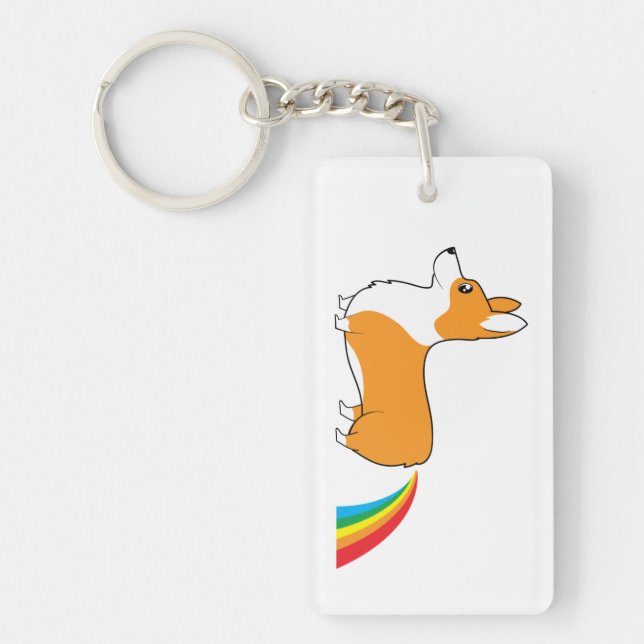 Corgi illustration rainbow poop keychain (Front)