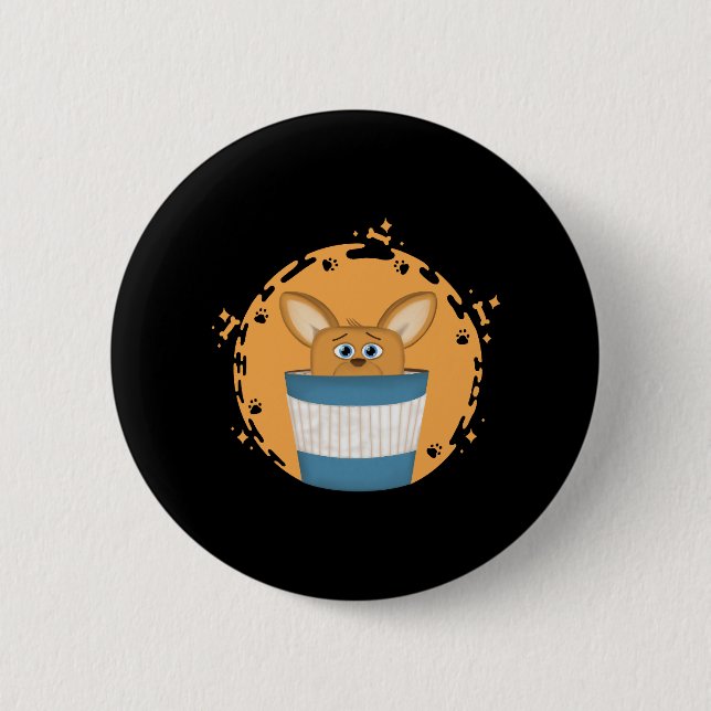 corgi in a coffee mug button (Front)
